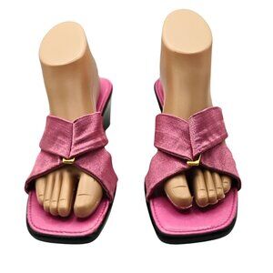Italian Shoemakers Womens Wedge Heeled Sandals Size 8 Cross Strap Barbiecore